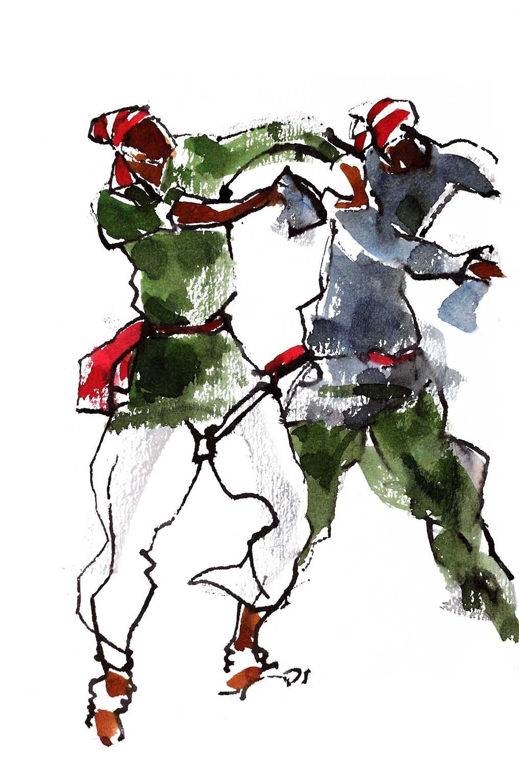 Performer 128|S. Mark Rathinaraj- Pen and Ink on Paper, , 8.5 x 5.5 inches