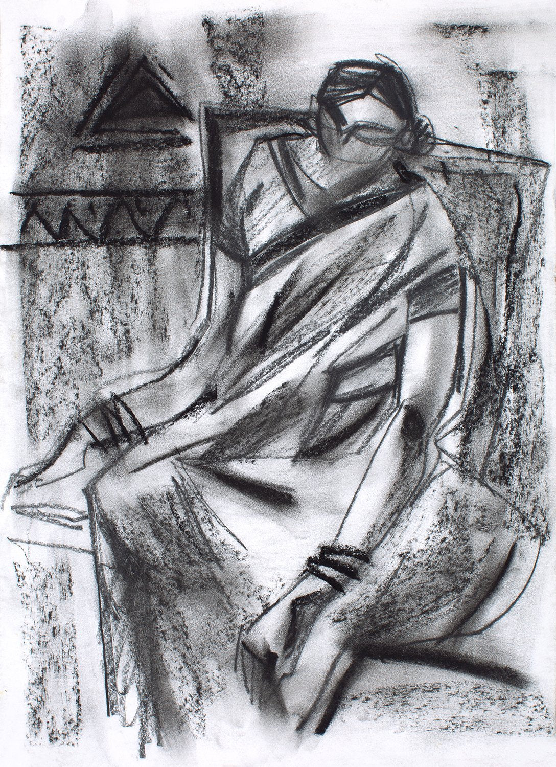 Women III|S. Mark Rathinaraj- Charcoal on Board, , 13 x 10 inches