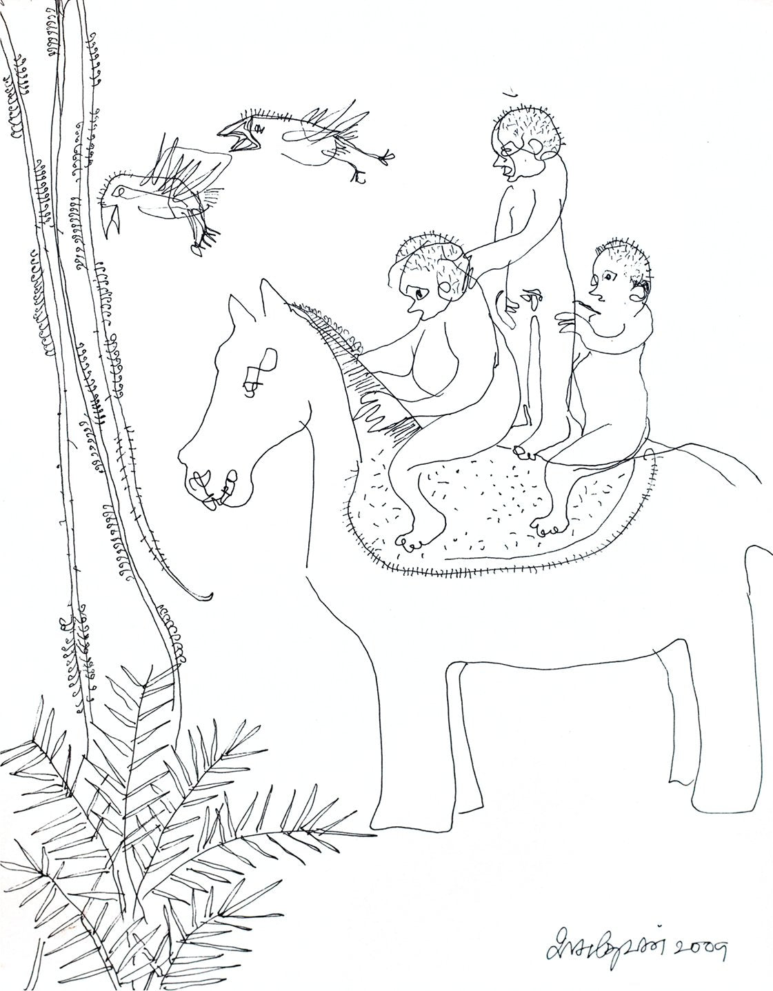 Looking Back 29|A. Vasudevan- Pen and Ink on Board, 2013, 9 x 7.5 inches
