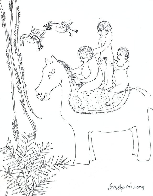 Looking Back 29|A. Vasudevan- Pen and Ink on Board, 2013, 9 x 7.5 inches