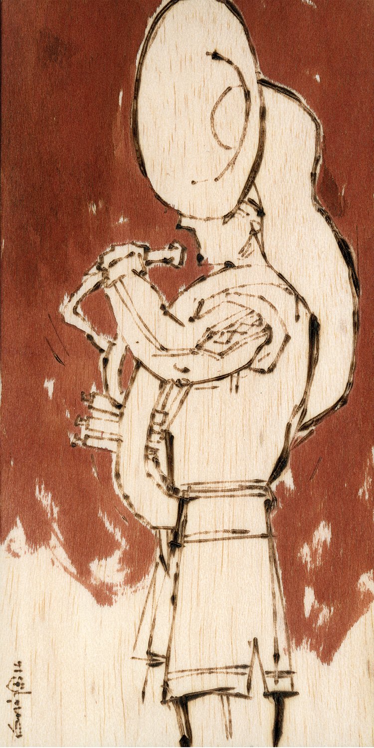 Performer 136|S. Mark Rathinaraj- Pyrography on Balsa Wood, , 8 x 4 inches