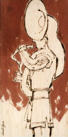 Performer 136|S. Mark Rathinaraj- Pyrography on Balsa Wood, , 8 x 4 inches
