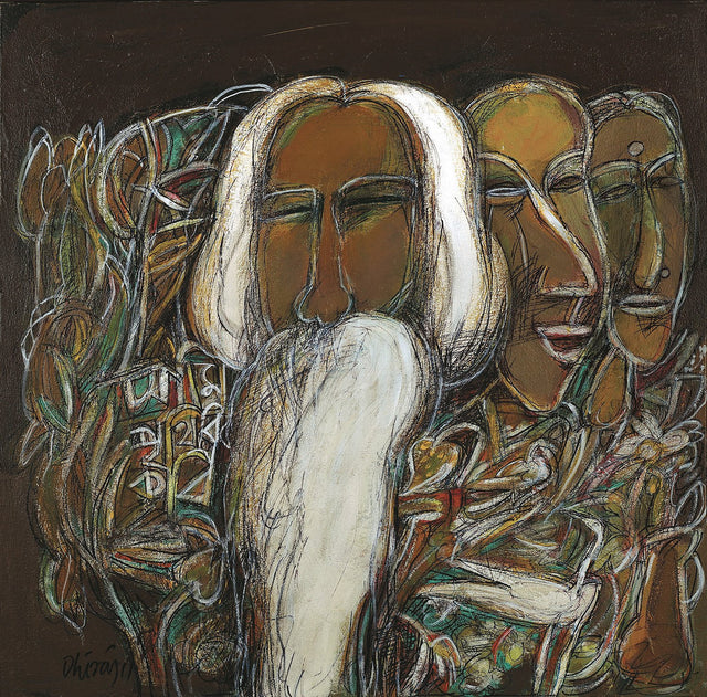 I am the poet of this earth‚ Tagore|Dhiraj Choudhury- Acrylic on canvas, 2011, 24 x 24 inches