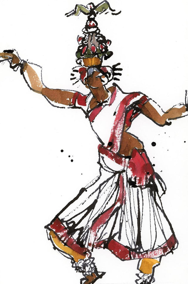 Performer 147|S. Mark Rathinaraj- Pen and Ink on Paper, , 8.5 x 5.5 inches