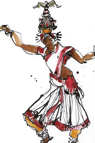 Performer 147|S. Mark Rathinaraj- Pen and Ink on Paper, , 8.5 x 5.5 inches