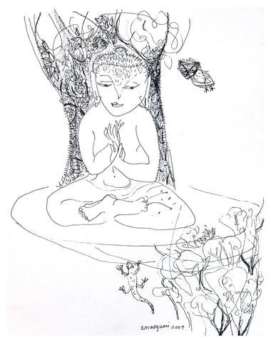 Beside of my Dream 31|A. Vasudevan- Pen and ink on board, 2013, 9 x 7.5 inches