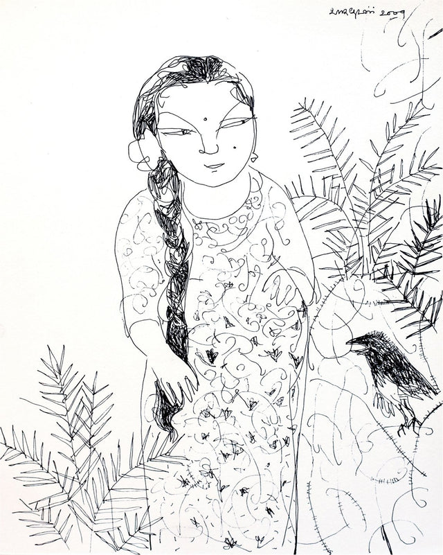 Looking Back 32|A. Vasudevan- Pen and Ink on Board, 2013, 9 x 7.5 inches