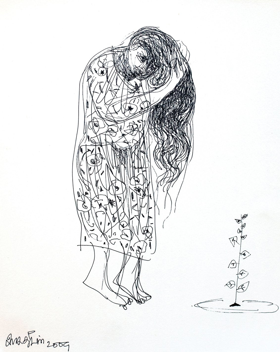 Looking Back 33|A. Vasudevan- Pen and Ink on Board, 2013, 9 x 7.5 inches
