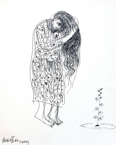 Looking Back 33|A. Vasudevan- Pen and Ink on Board, 2013, 9 x 7.5 inches