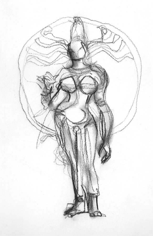 Natrajar|S. Mark Rathinaraj- Charcoal on Board, , 11 x 7.75 inches