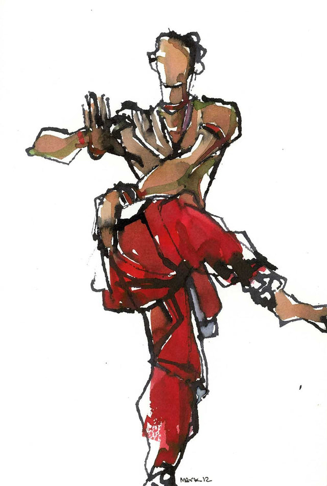 Performer 149|S. Mark Rathinaraj- Pen and Ink on Paper, , 8.5 x 5.5 inches