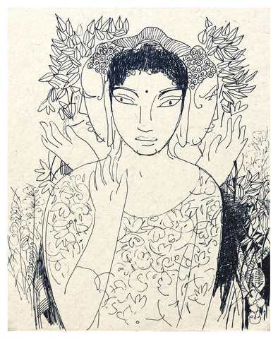 Beside of my Dream 33|A. Vasudevan- Pen and ink on board, 2013, 7 x 5 inches