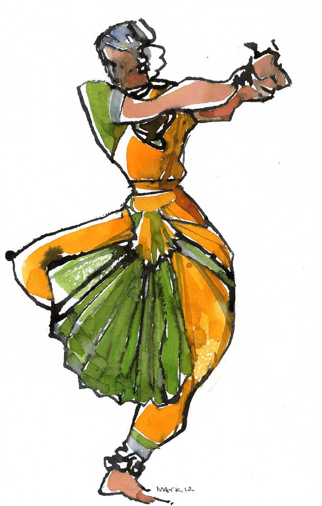 Performer 151|S. Mark Rathinaraj- Pen and Ink on Paper, , 8.5 x 5.5 inches