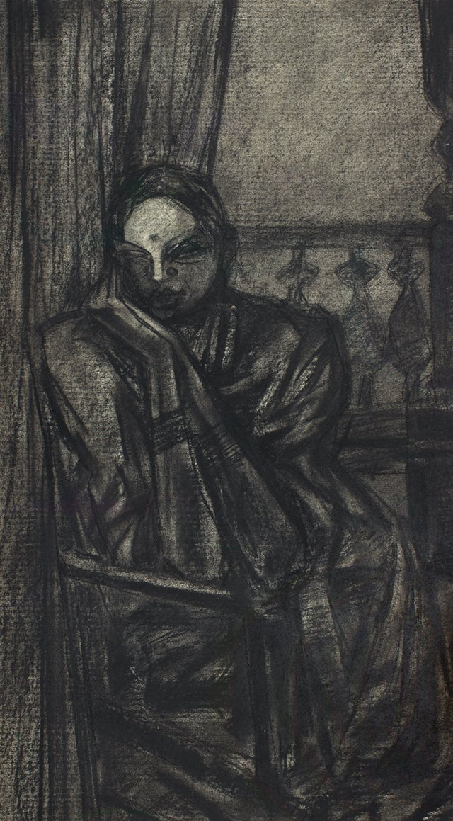 Studio VI|S. Mark Rathinaraj- Charcoal on Board, , 19 x 10.5 inches
