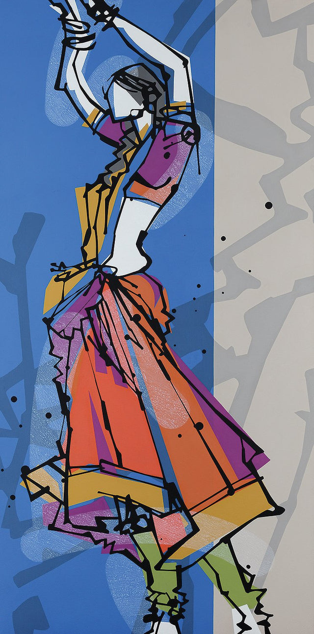 Performer 152|S. Mark Rathinaraj- Acrylic on Canvas, , 60 x 30 inches