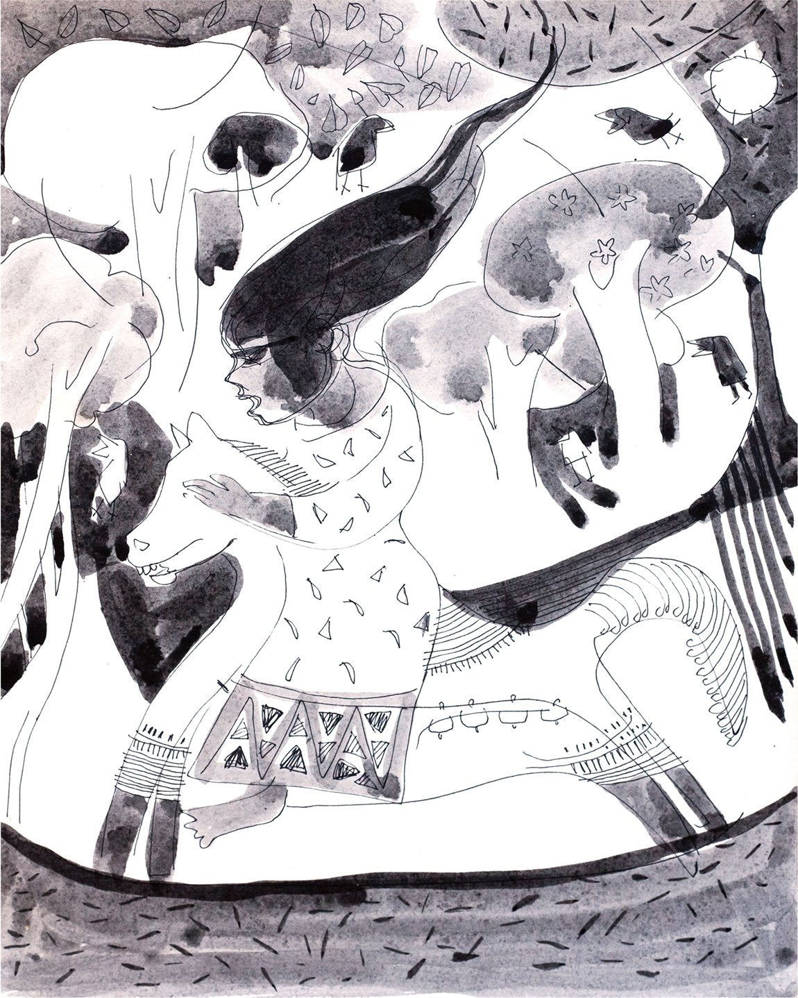 Looking Back 34|A. Vasudevan- Pen and Ink on Board, 2013, 9 x 7.5 inches
