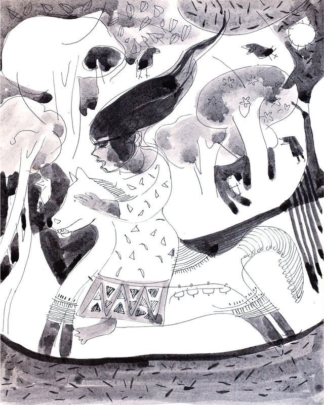 Looking Back 34|A. Vasudevan- Pen and Ink on Board, 2013, 9 x 7.5 inches