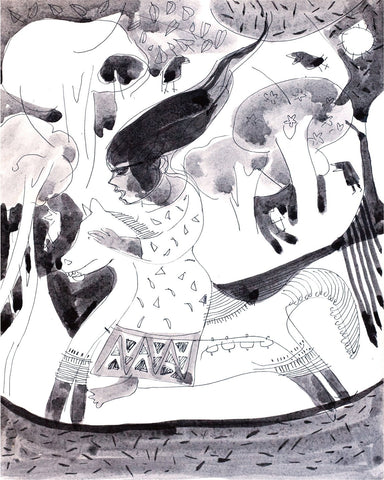 Looking Back 34|A. Vasudevan- Pen and Ink on Board, 2013, 9 x 7.5 inches