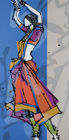 Performer 152|S. Mark Rathinaraj- Acrylic on Canvas, , 60 x 30 inches