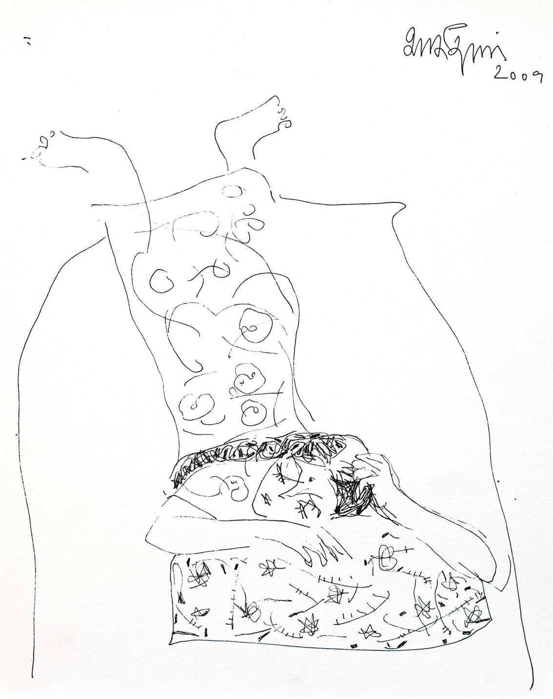 Looking Back 35|A. Vasudevan- Pen and Ink on Board, 2013, 9 x 7.5 inches