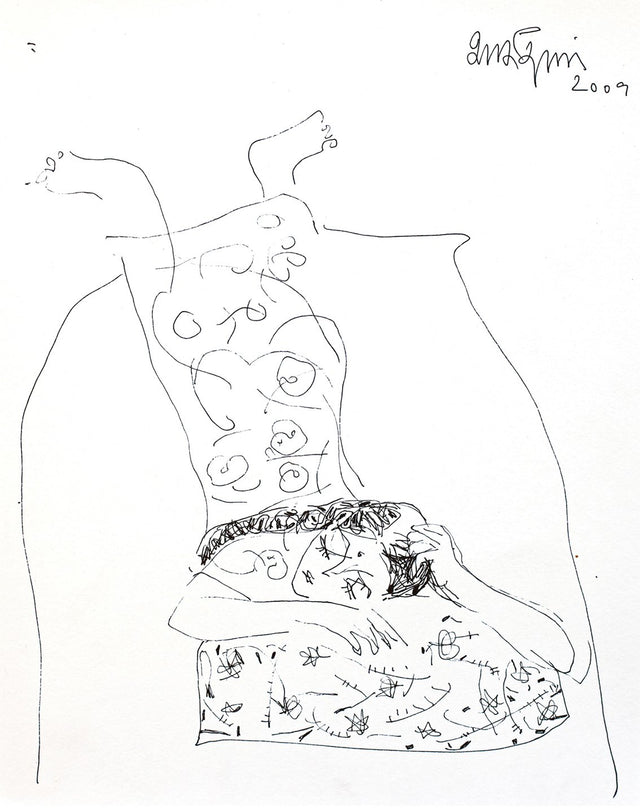Looking Back 35|A. Vasudevan- Pen and Ink on Board, 2013, 9 x 7.5 inches