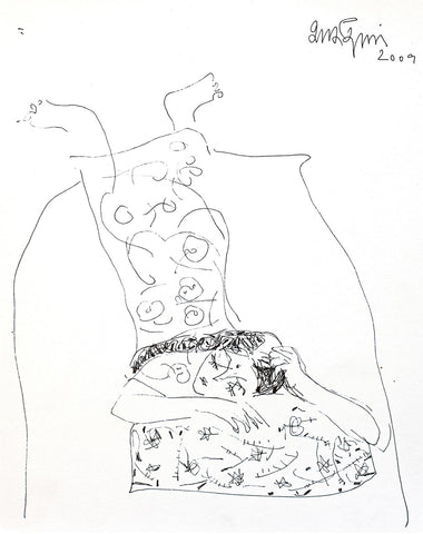 Looking Back 35|A. Vasudevan- Pen and Ink on Board, 2013, 9 x 7.5 inches