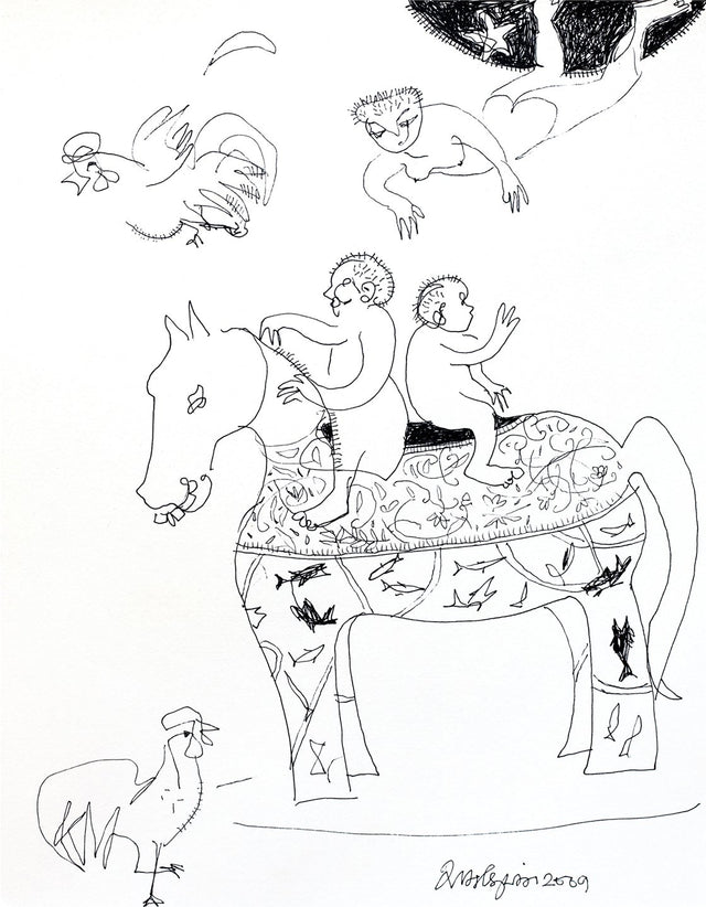Looking Back 36|A. Vasudevan- Pen and Ink on Board, 2013, 9 x 7.5 inches