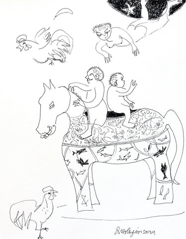 Looking Back 36|A. Vasudevan- Pen and Ink on Board, 2013, 9 x 7.5 inches