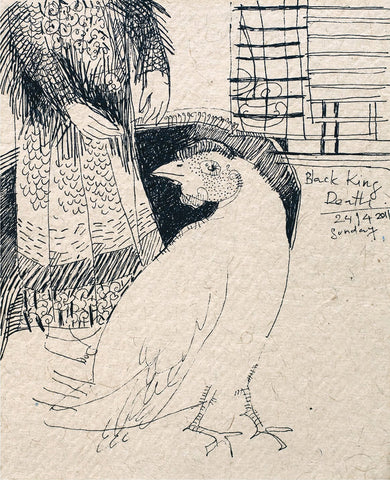Looking Back 37|A. Vasudevan- Pen and Ink on Board, 2013,  7 x 5 inches