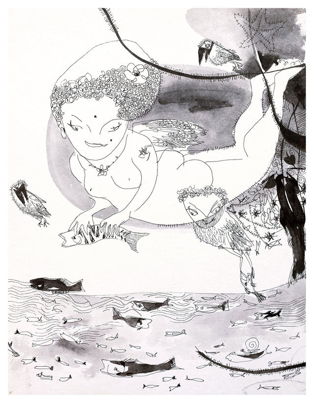 Beside of my Dream 38|A. Vasudevan- Pen and ink on board, 2013, 14.5 x 10.5 inches