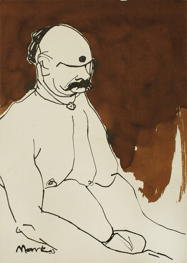 Man|S. Mark Rathinaraj- Pen and Ink on Paper, , 21 x 15 inches