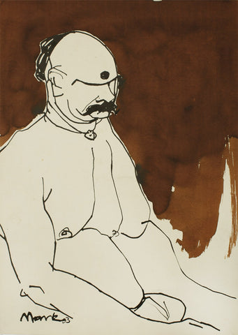 Man|S. Mark Rathinaraj- Pen and Ink on Paper, , 21 x 15 inches