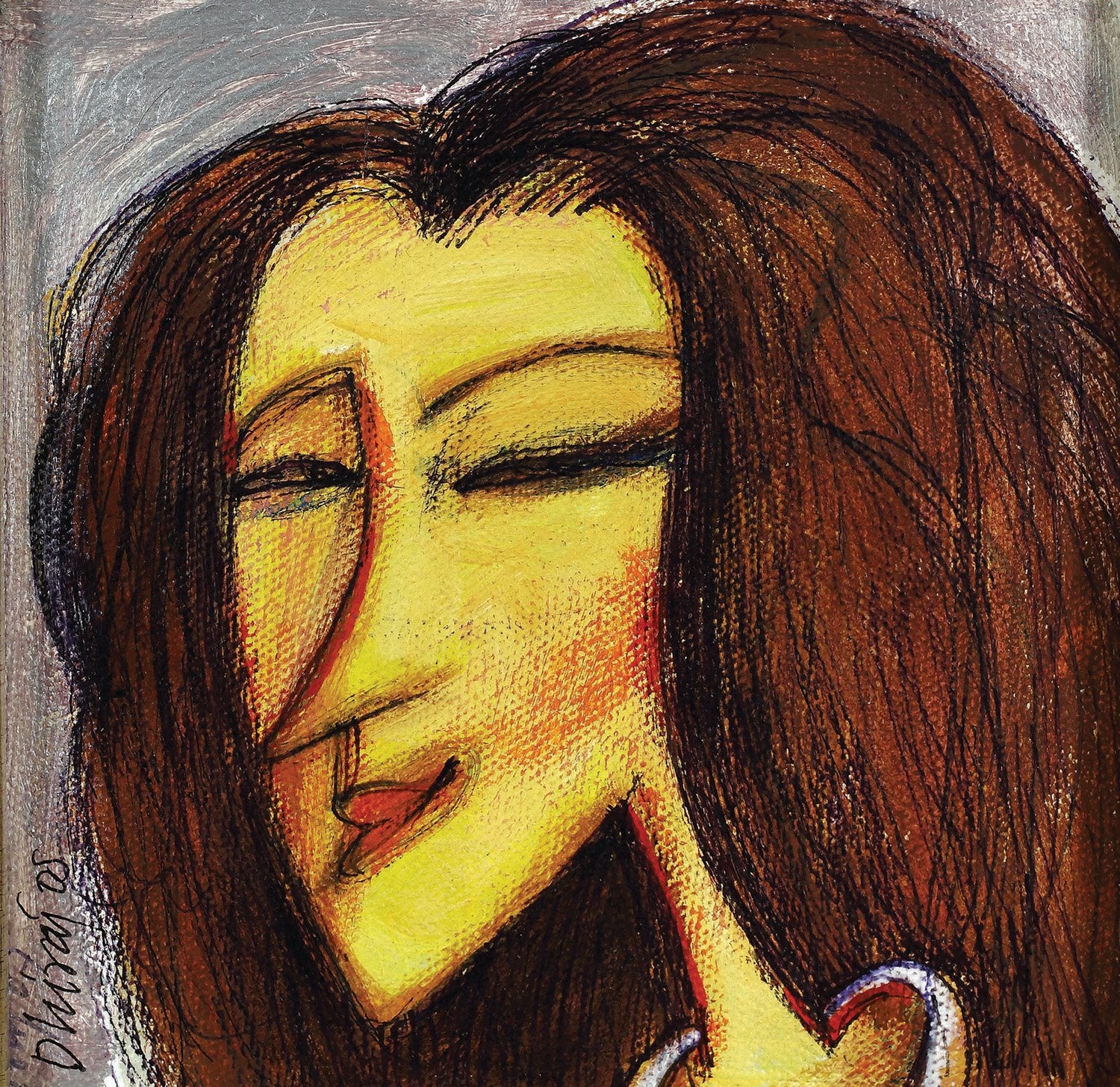 My Mona Lisa|Dhiraj Choudhury- Acrylic on canvas, 2005, 5 x 5 inches