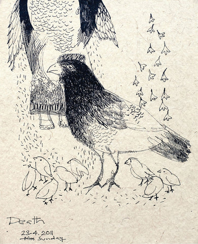 Looking Back 39|A. Vasudevan- Pen and Ink on Board, 2013,  7 x 5 inches