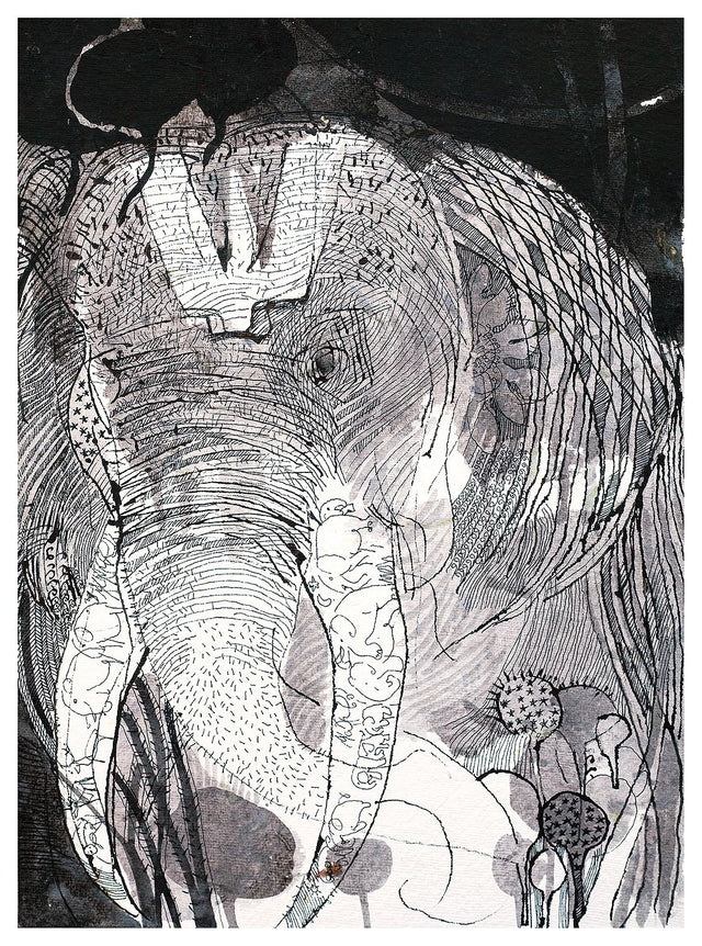 Beside of my Dream 40|A. Vasudevan- Pen and ink on board, 2013, 14.5 x 10.5 inches
