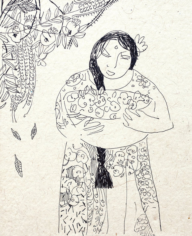 Looking Back 40|A. Vasudevan- Pen and Ink on Board, 2013,  7 x 5 inches