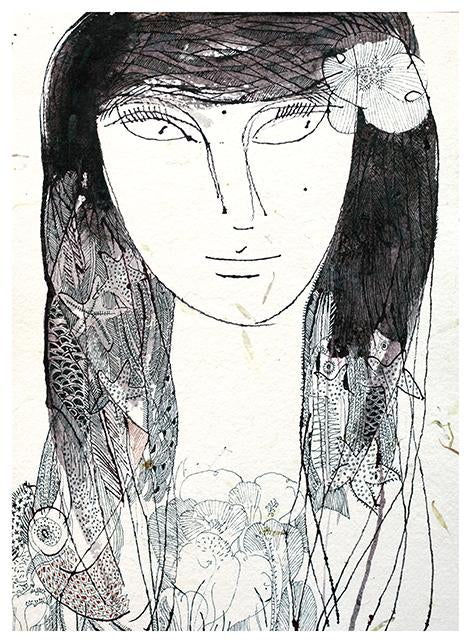 Beside of my Dream 42|A. Vasudevan- Pen and ink on board, 2011, 14.5 x 10.5 inches