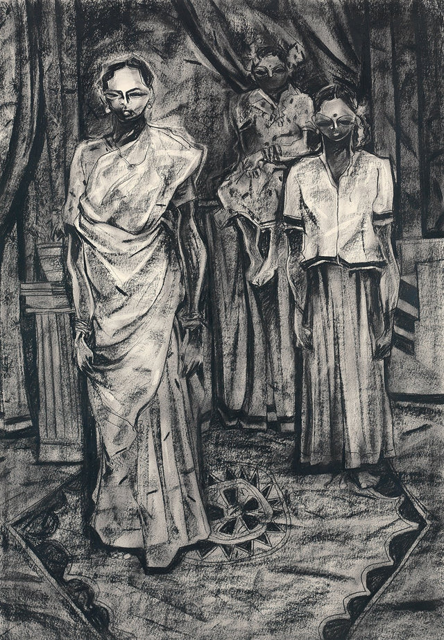 Studio II|S. Mark Rathinaraj- Charcoal on Board, , 38 x 27 inches