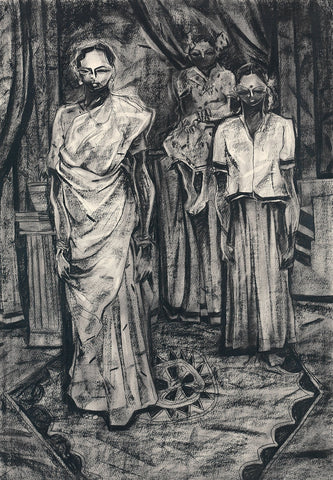 Studio II|S. Mark Rathinaraj- Charcoal on Board, , 38 x 27 inches