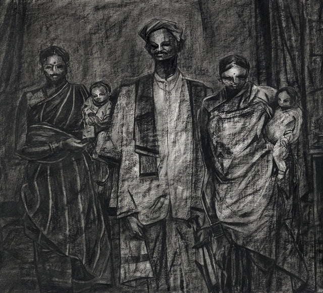 Studio IV|S. Mark Rathinaraj- Charcoal on Board, , 30 x 27.5 inches