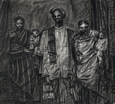 Studio IV|S. Mark Rathinaraj- Charcoal on Board, , 30 x 27.5 inches
