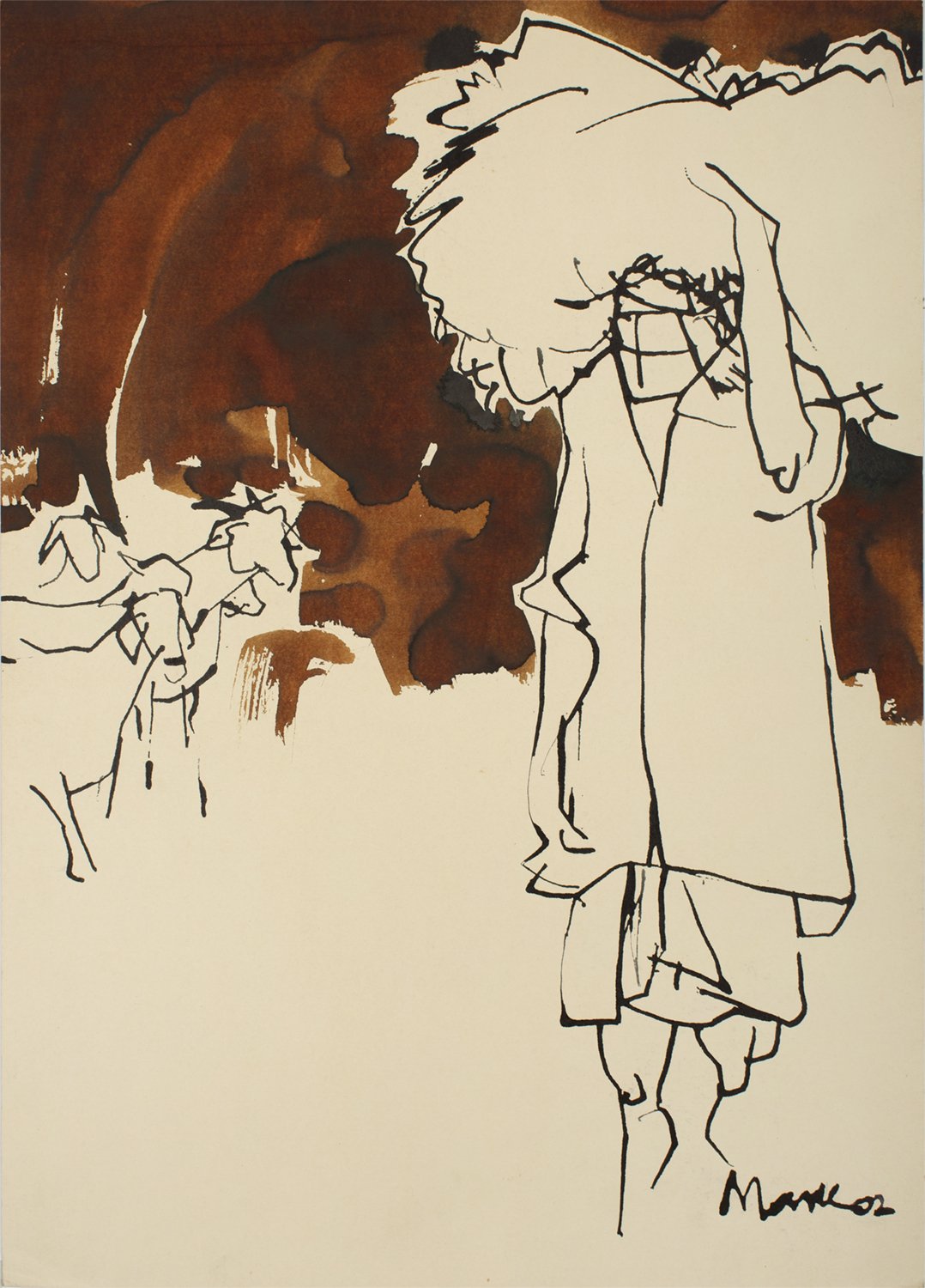 Working I|S. Mark Rathinaraj- Pen and Ink on Paper, , 21 x 15 inches