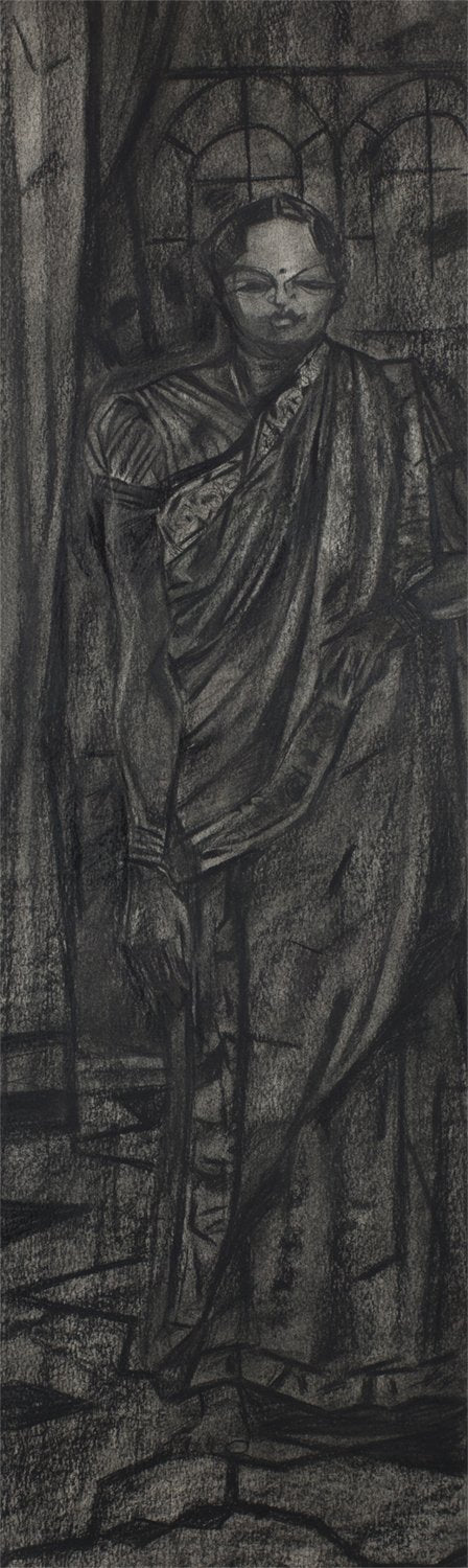 Studio VII|S. Mark Rathinaraj- Charcoal on Board, , 37 x 10 inches