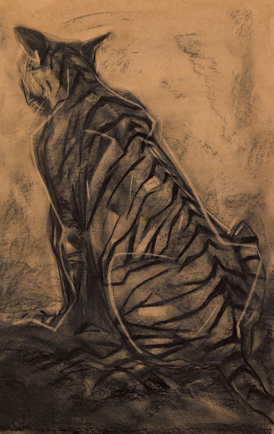 Tiger I|S. Mark Rathinaraj- Charcoal on Board, , 36 x 22.5 inches