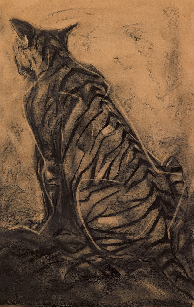 Tiger I|S. Mark Rathinaraj- Charcoal on Board, , 36 x 22.5 inches