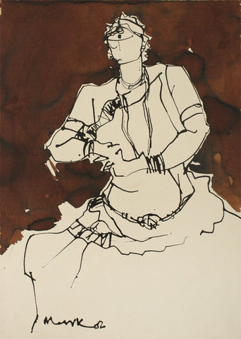 Performer 329|S. Mark Rathinaraj- Pen and Ink on Paper, , 21 x 15 inches