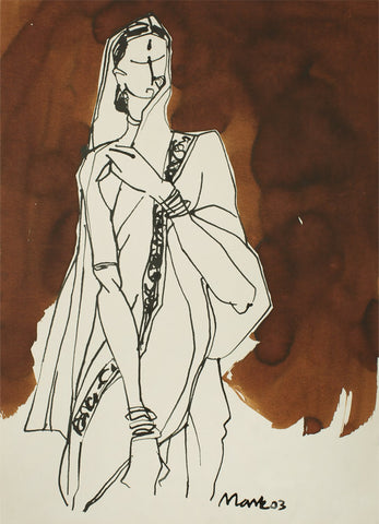 Performer 330|S. Mark Rathinaraj- Pen and Ink on Paper, , 21 x 15 inches