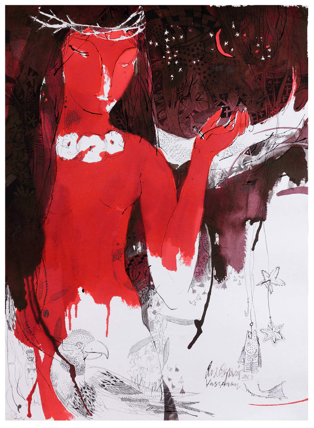 Beside of my dream 55|A. Vasudevan- Pen and ink on board, 2013, 30 x 22 inches