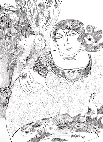 Beside of my dream 56|A. Vasudevan- Pen and ink on board, 2013, 30 x 22 inches