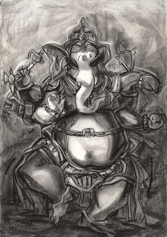 Vinnayagar I|S. Mark Rathinaraj- Charcoal on Board, , 28 x 19.5 inches